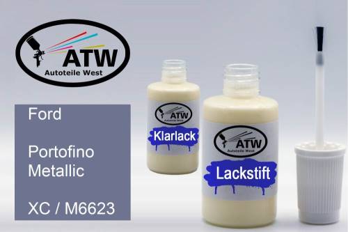 Ford, Portofino Metallic, XC / M6623: 20ml Lackstift + 20ml Klarlack - Set, von ATW Autoteile West.
